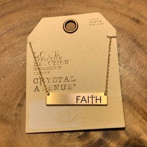 Faith necklace. Gold bar.